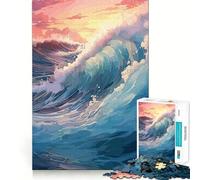 Puzzle da 1000 pezzi per ragazzi,onde dell'oceano blu,incastri lisci,divertimento,gioco di logica,regalo rilassante,arte per il tempo libero natalizio 38x52cm