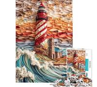 Puzzle da 1000 pezzi per ragazzi Onde dell'Oceano di Lighthouse Puzzle antistress stimolante per l'analisi e la logica impegnativo da completare (Dimensioni 50x75cm)