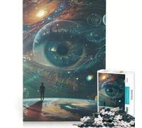 Puzzle da 1000 pezzi per ragazzi, opera d'arte digitale, occhio surreale nel cosmo, gioco educativo, attività divertenti da fare a casa, per rafforzare l'amore tra le coppie 38x26cm