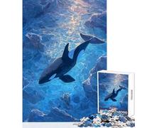 Puzzle da 1000 pezzi per ragazzi orca nell'oceano blu arte divertimento giochi per tutta la famiglia giocattoli fai da te regali unici per compleanno e Natale (38x26cm)