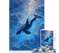 Puzzle da 1000 pezzi per ragazzi orca nell'oceano blu arte rilassante gioco antistress per tutta la famiglia ottimo regalo per gli appassionati di videogiochi (50x75cm)