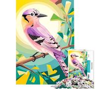 Puzzle da 1000 pezzi per ragazzi Orchidea Rosata︰ Ghiandaia Eurasiatica in Natura Geometrica Gioco per famiglie Sfida all'intelligenza Giocattolo coinvolgente Regalo per Babbo Natale Segreto Migliora