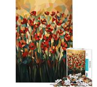 Puzzle da 1000 pezzi per ragazzi originale con motivo geometrico a campo di papaveri gioco educativo e rompicapo per tutta la famiglia regalo per compleanni (dimensioni 38x52cm)
