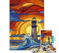 Puzzle da 1000 pezzi per ragazzi originale faro contro le onde al tramonto sfida impegnativa da completare divertimento per tutta la famiglia giocattolo antistress per ragazzi dai 14 anni in su