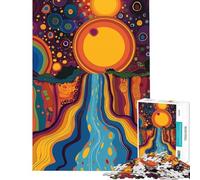 Puzzle da 1000 pezzi per ragazzi originale tramonto e cascata impegnativo da completare gioco educativo per famiglie dai 14 anni in su (38x26cm)