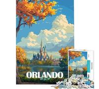 Puzzle da 1000 pezzi per ragazzi Orlando USA Poster vintage Divertimento a casa Attività migliora la memoria Gioco pratico Adatto dai 14 anni in su (38x26cm)