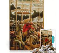 Puzzle da 1000 pezzi per ragazzi orsacchiotto sulla giostra decorazione da parete regalo di compleanno adatto per la decorazione della scrivania 50x75cm