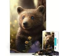 Puzzle da 1000 pezzi per ragazzi,orsetto nel prato,ritaglio preciso,decorazione,gioco per esercitare la mente,gioco di pace,divertimento,regalo di Natale (38x52cm)