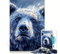 Puzzle da 1000 pezzi per ragazzi,orso blu nella neve,disegno ritagliato con precisione,gioco stimolante per la mente,rilassante,attività artistica per il tempo libero natalizio 50x75cm