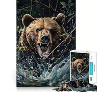 Puzzle da 1000 pezzi per ragazzi: orso che si fa strada tra i rami del sottobosco,disegno dai bordi precisi,gioco divertente e rilassante,decorazione natalizia (38x26cm)