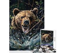 Puzzle da 1000 pezzi per ragazzi: orso che si fa strada tra i rami del sottobosco Gioco educativo per tutta la famiglia divertente da appendere al muro compleanno e Natale (75x50cm)