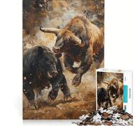 Puzzle da 1000 pezzi per ragazzi, Orso contro Toro, Scambio di criptovalute, Giochi educativi, Allena la mente e le mani, Collezione d'artista, Belle Arti 50x75cm