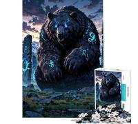 Puzzle da 1000 pezzi per ragazzi Orso dalle rune antiche Guardiano delle pietre mistiche giochi educativi giocattoli didattici regalo di compleanno decorazione per la casa (dimensioni 38x52cm)
