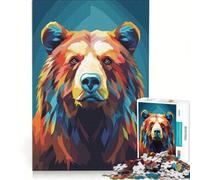 Puzzle da 1000 pezzi per ragazzi orso grizzly low poly giochi educativi interazione genitore-figlio ideale come regalo 38x52cm