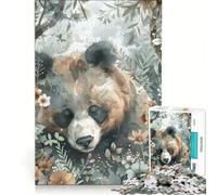 Puzzle da 1000 pezzi per ragazzi, orso immerso nel bosco, giochi per tutta la famiglia, stimola la memoria, con poster e foglio di curiosità abbinati 38x26cm