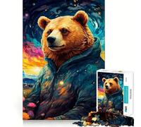 Puzzle da 1000 pezzi per ragazzi,orso nel campo,decorazione con ritagli precisi,gioco per esercitare la mente,gioco di pace,divertimento,regalo di Natale (50x75cm)