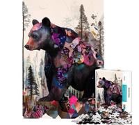 Puzzle da 1000 pezzi per ragazzi orso nella foresta puzzle per adulti gioco pratico per passare il tempo durante le vacanze ideale come regalo (dimensioni 50x75cm)