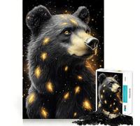 Puzzle da 1000 pezzi per ragazzi,orso nero con bagliore dorato,animale,bordo preciso,arte,risoluzione di problemi,divertente gioco per momenti di relax,decorazione natalizia (38x52cm)
