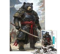 Puzzle da 1000 pezzi per ragazzi orso samurai guerriero aiuta ad allenare la mente regalo di compleanno giocattolo decorativo da parete per ragazzi dai 14 anni in su (50x75cm)
