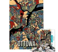 Puzzle da 1000 pezzi per ragazzi Ottawa Canada con mappa della città dai toni della terra Puzzle artistico per ragazzi sfida impegnativa per compleanno Natale rompicapo giochi per famiglie 38x26cm