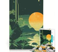 Puzzle da 1000 pezzi per ragazzi, paesaggio alieno con luna gigante, gioco rilassante, antistress, lista dei desideri con Babbo Natale 38x26cm