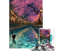 Puzzle da 1000 pezzi per ragazzi paesaggio anime con gatto nero strada di Tokyo puzzle per adulti gioco pratico decorazione per la casa interazione genitore-figlio (dimensioni 50x75cm)