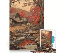 Puzzle da 1000 pezzi per ragazzi,paesaggio autunnale con casa e ruscello,taglio liscio,gioco di logica,gioco rilassante,regalo di compleanno per hobby (38x52cm)