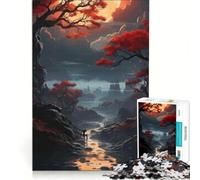 Puzzle da 1000 pezzi per ragazzi, paesaggio autunnale con fiume e città in lontananza, giocattolo decorativo da parete, decorazione per la casa, per compleanno, Natale 38x26cm