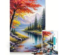 Puzzle da 1000 pezzi per ragazzi,paesaggio autunnale con fiume,taglio liscio,gioco di logica,gioco rilassante,regalo di compleanno per hobby (38x52cm)