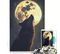 Puzzle da 1000 pezzi per ragazzi paesaggio con lupo e luna giochi educativi corsa a tempo collezione d'artista belle arti 38x52cm