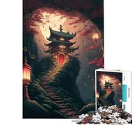Puzzle da 1000 pezzi per ragazzi paesaggio giapponese antico giocattolo educativo rilassante regalo di compleanno (dimensioni 38x26cm)
