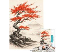 Puzzle da 1000 pezzi per ragazzi paesaggio giapponese con albero rosso e montagna giocattolo educativo per l'apprendimento e il miglioramento della memoria regalo di compleanno (dimensioni 38x52cm)