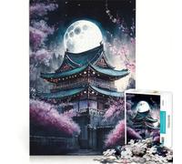 Puzzle da 1000 pezzi per ragazzi, paesaggio giapponese con luna, gioco per famiglie, attività divertenti da fare a casa, ideale come regalo 38x26cm