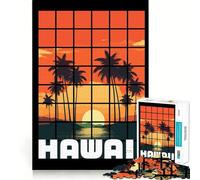 Puzzle da 1000 pezzi per ragazzi,paesaggio hawaiano al tramonto in stile zen,disegno dai bordi precisi,attività stimolante per la mente,gioco rilassante,regalo di compleanno (50x75cm)