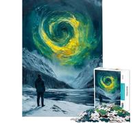 Puzzle da 1000 pezzi per ragazzi paesaggio invernale con vortice celeste gioco educativo sfida rilassante analisi e logica ottimo regalo e giocattolo (dimensioni 38x26cm)