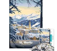 Puzzle da 1000 pezzi per ragazzi paesaggio invernale di St Moritz puzzle da 1000 pezzi decorazione per la casa giocattolo modello da assemblare offerta come regalo per tutta la famiglia (38x52cm)