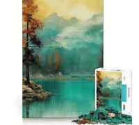 Puzzle da 1000 pezzi per ragazzi, paesaggio lacustre turchese, gioco di incastro preciso, sfida mentale, giocattolo per momenti di relax e divertimento, scena natalizia (38x26cm)