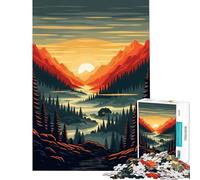 Puzzle da 1000 pezzi per ragazzi paesaggio montano con baita al tramonto gioco rilassante sfida per l'intelligenza giocattolo avvincente regalo divertente decorazione per la casa (dimensioni 38x26cm)