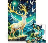 Puzzle da 1000 pezzi per ragazzi,paesaggio montano con cervi celesti,incastro perfetto,arte,gioco di concentrazione mentale,svago,regalo di Natale (50x75cm)