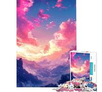 Puzzle da 1000 pezzi per ragazzi paesaggio montano con cielo rosa ideale per compleanni e Natale Giocattolo per rafforzare i ricordi decorazione da parete Adatto a persone dai 14 anni in su (38x52cm)