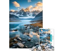 Puzzle da 1000 pezzi per ragazzi paesaggio montano con lago all'alba Gioco rompicapo stimolante ideale come regalo o per divertirsi in famiglia (dimensioni 75x50cm)