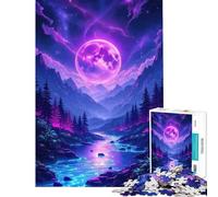 Puzzle da 1000 pezzi per ragazzi paesaggio montano illuminato dalla luna giocattolo educativo gioco pratico regalo di compleanno regalo di Babbo Natale segreto (dimensioni 38x52cm)