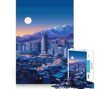 Puzzle da 1000 pezzi per ragazzi,paesaggio notturno con montagne e luna,intagli precisi,gioco di logica e divertimento,ideale per momenti di relax,decorazione natalizia da parete (38x52cm)