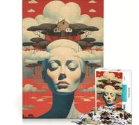 Puzzle da 1000 pezzi per ragazzi, paesaggio onirico con casa e figura meditativa, gioco educativo, decorazione murale, per rafforzare l'amore tra le coppie 50x75cm