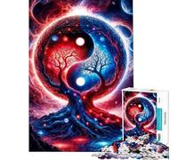 Puzzle da 1000 pezzi per ragazzi paesaggio spaziale Yin Yang in rosso e blu gioco fai-da-te per adulti un'opera d'arte compleanno e Natale (dimensioni 38x52cm)