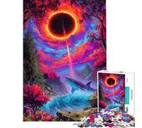 Puzzle da 1000 pezzi per ragazzi paesaggio surreale con squalo ed eclissi puzzle per ragazzi migliora la memoria lista dei desideri con Babbo Natale gioco educativo per famiglie 50x75cm