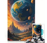 Puzzle da 1000 pezzi per ragazzi paesaggio terrestre surreale con pianeti gioco educativo decorazione da parete ideale come regalo 50x75cm