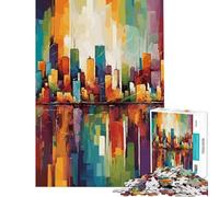Puzzle da 1000 pezzi per ragazzi paesaggio urbano astratto gioco educativo giocattolo intellettuale regalo per compleanni apprendimento educativo (dimensioni 38x52cm)