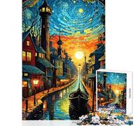 Puzzle da 1000 pezzi per ragazzi paesaggio urbano con corsi d'acqua gioco rilassante regalo di compleanno giocattolo educativo che aiuta ad allenare il cervello (38x26cm)