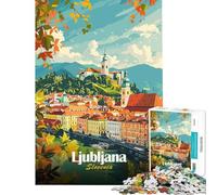 Puzzle da 1000 pezzi per ragazzi paesaggio urbano di Lubiana Slovenia Gioco pratico giocattolo avvincente per coltivare la pazienza Ottimo regalo Sfida impegnativa (dimensioni 50x75cm)
